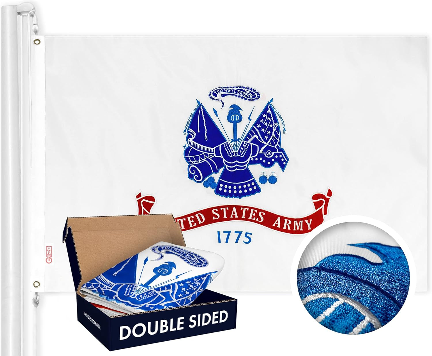 US Army Flag | 3X5 Ft | Double Toughweave Series Double Sided Embroidered 210D Polyester | Military Flag, Embroidered Design, Indoor/Outdoor, Brass Grommets, Heavy Duty, 3-Ply