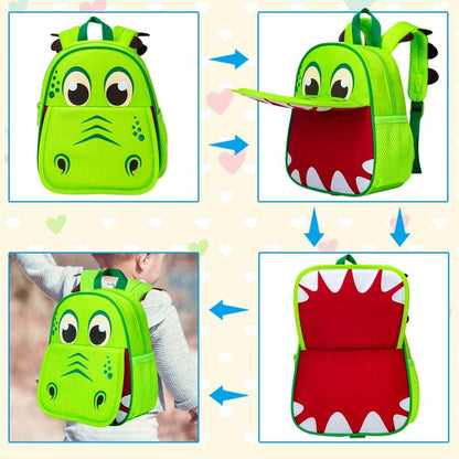 Toddler Backpack Leash, 9.5" Safety Harness Dinosaur Bag - Removable Tether