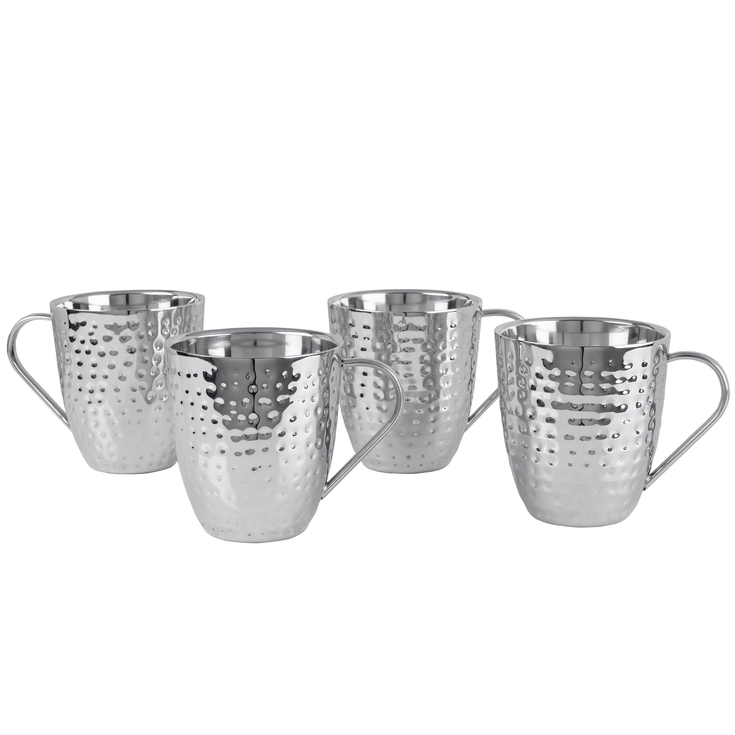 Mikasa Set of 4 Double-Wall Hammered Stainless Steel Mugs