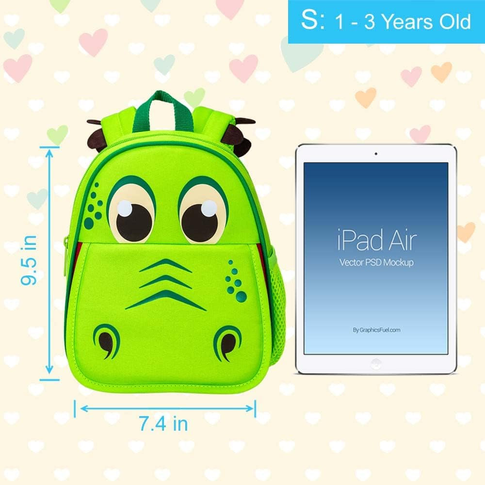 Toddler Backpack Leash, 9.5" Safety Harness Dinosaur Bag - Removable Tether